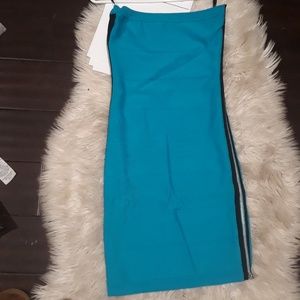 Turquoise Bebe halter bandage dress